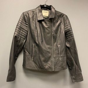 L’AGENCE Black Lamb Leather Moto Style Jacket Size M